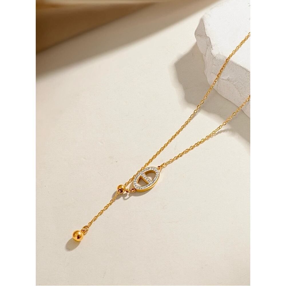 Mariner Gold PigNose Zircon Necklace Stainless Steel Gold Plated